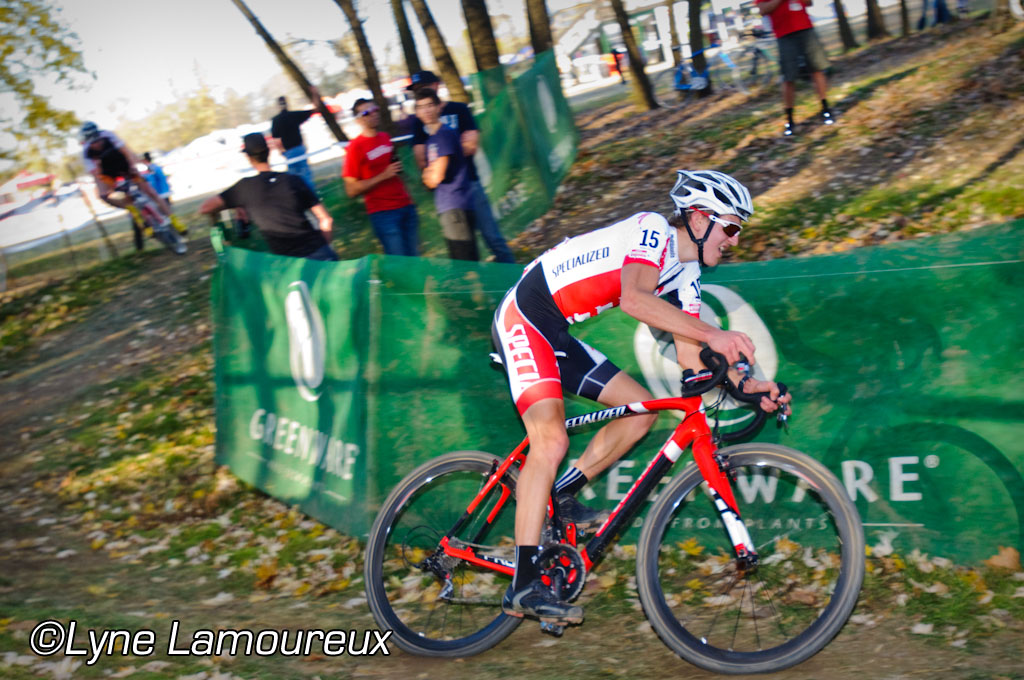Evan McNeely chasing the lead group