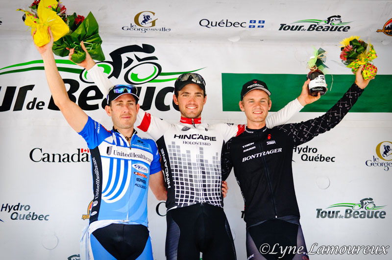 Stage 4 podium: Joey Rosskopf (Hincapie Sportswear) first, Natha