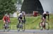 Riders jump from te field to get the remaining sprint points