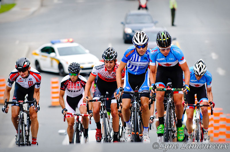 The three GC contenders lead the break with one lap to go