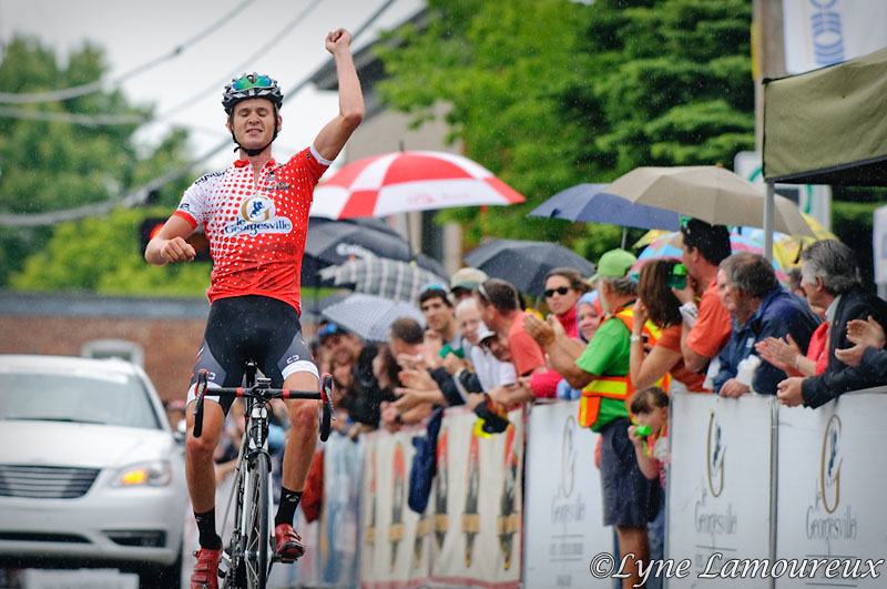 Nathan Brown (Bontrager) celebrates his overall victory as he cr