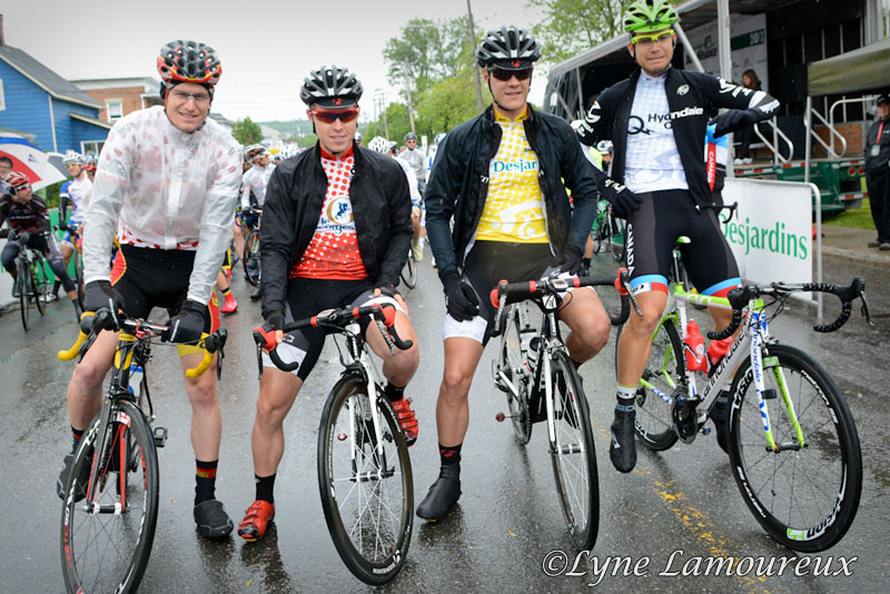 The jerseys before stage 1: Jim Stemper (5-Hr Energy), Tanner Pu